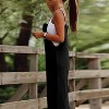 Women's Wide Leg Overalls Adjustable Strap Pockets Side Slit Casual Loose Fit Jumpsuit - 4 of 4
