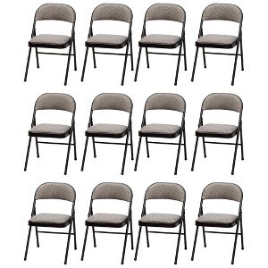 MECO Sudden Comfort Deluxe Padded Folding Chairs Dining Chairs Set, Ideal for Indoor Special Occasions or Outdoor Events, Black (12 Pack) - 1 of 4