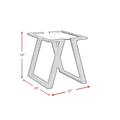 Transitional Dark Espresso Square End Table with Glass Top