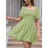 EXLURA Women's Summer Casual Square Neck Dresses Ruffle Short Sleeve Swiss Dot Flowy Mini Dress - 4 of 4