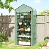 Outsunny 5 Tier Mini Greenhouse with Reinforced PE Cover, Small Portable Greenhouse with Roll-Up Zippered Door, Green - 2 of 4