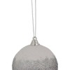Northlight 3" Silver and White Glitter Drenched Shatterproof Christmas Ball Ornament - 2 of 3
