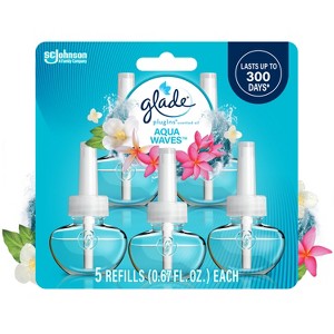 Glade Air Freshener Plug Ins Scented Oil Diffuser Refills - Aqua Waves - 3.35 fl oz/5pk - 1 of 4