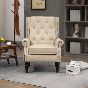 CAVINAS Accent Chair with Sturdy Wood Legs and Wood Frame,Modern Arm Chair for Bedroom,Reading Room - 1 of 4