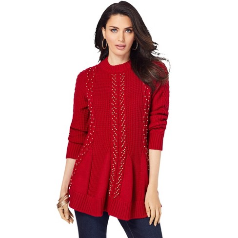 Red Womens Plus Size Knit Jumper