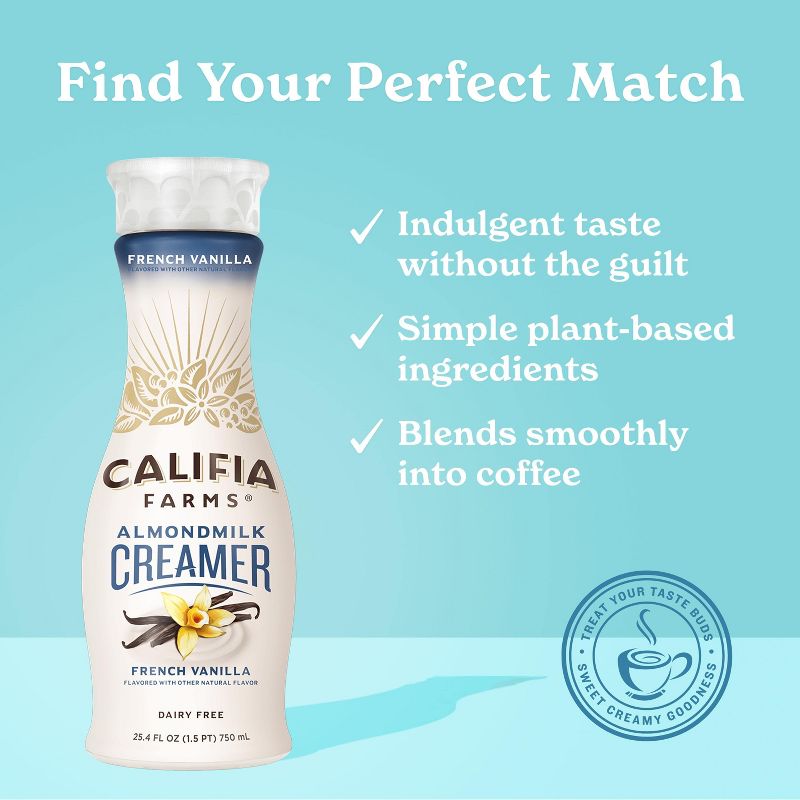 Califia Farms French Vanilla Almond Milk Coffee Creamer - 25.4 fl oz, 2 of 9