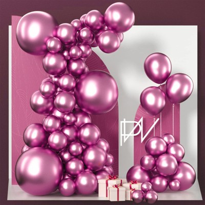 PartyWoo Balloons Metallic Hot Pink Magenta Fuchsia 18 12 10 5 Inch 100 pcs