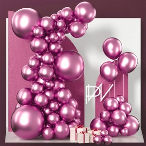 PartyWoo Balloons Metallic Hot Pink Magenta Fuchsia 18 12 10 5 Inch 100 pcs - 1 of 4