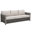 Cesicia 79'' x 32.9'' x 29.3'' in Modern Sofa Couches, 3 Seater Sofa With Woven Rattan Seat &Cushion For Garden, Poolside, Balcony, Black+Gray - 2 of 3