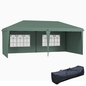 Outsunny 10' x 20' Heavy Duty Pop Up Canopy Party Tent with 4 Removable Sidewalls, Outdoor Cabana Gazebo with Carry Bag, Weather Protection - 1 of 4