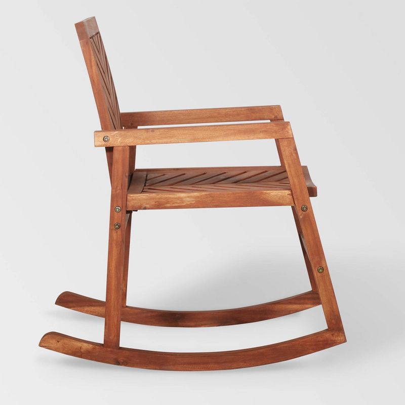 Slatted Chevron Acacia Wood Patio Rocking Chair - Saracina Home, 5 of 9