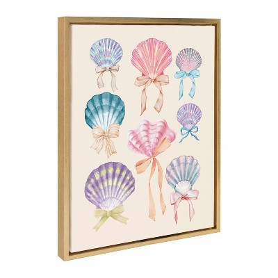 Kate & Laurel All Things Decor 18"x24" Sylvie Seashell Bows Framed Canvas by Honey Island Studio Bright Gold