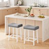 Whizmax 24 Inch Backless Saddle Barstools Set of 2, Counter Height Upholstered Padded Barstools with Curved Surface, Metal Leg and Footrest - 3 of 4