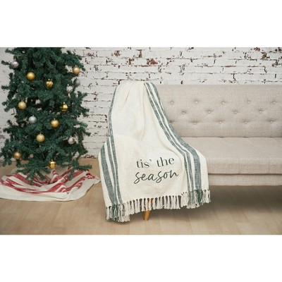 Morgan Season Green and White Cotton Throw Blanket