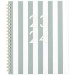 Sugar Paper Essentials 2023-24 Academic Planner 11"x8.5" Weekly/Monthly Wirebound Frosted Poly Green Cabana Stripe
