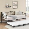 Metal Daybed with Trundle Bed, Twin Size Day Bed with Headboard and Heavy Duty Steel Slats Support, Mattress Foundation Platform Sofa Bed - 2 of 4