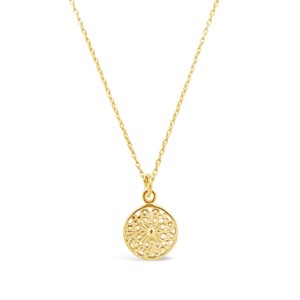 SHINE by Sterling Forever Sterling Silver Intricate Cutout Disk Pendant Necklace - 1 of 4