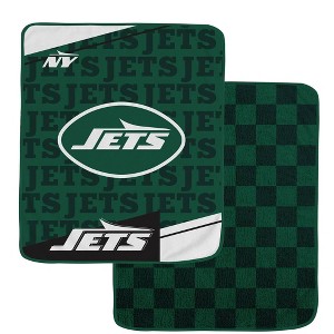 NFL New York Jets Diagonal Ghost Checker Double Sided Ultra Cozy Blanket - 1 of 3
