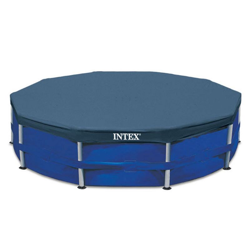 INTEX Metal Frame 10ft x 30in Round Above Ground Outdoor Swimming Pool Set with 330 GPH Filter Pump, Cartridge, and Protective Round Pool Cover, 5 of 7