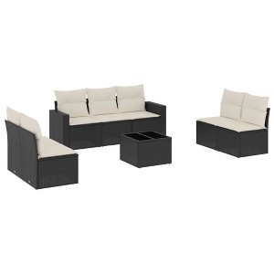 vidaXL Garden Sofa Set Black PE Rattan Flexible Setup Options - 1 of 4