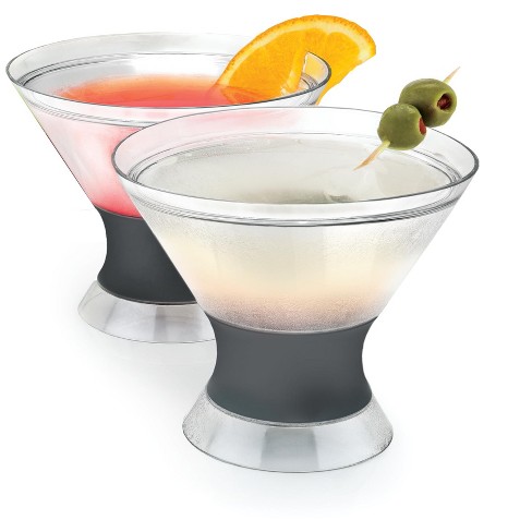 Host Freeze Insulated Martini Cooling Cups, Plastic Freezer Gel Chiller  Double Wall Stemless Cocktail Glass Set Of 2, 9 Oz, Gray : Target