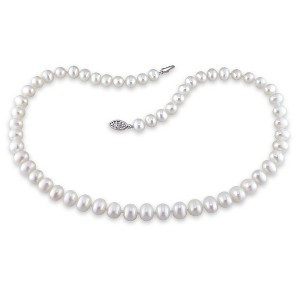 EVERLY JEWELRY | Sterling Silver 6.5-7mm Cultured Freshwater Pearl Strand Necklace, 18" - 1 of 4