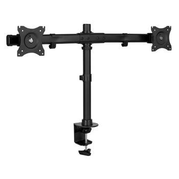 Mount-It! Low Profile Dual Monitor Mount | Double Monitor Desk Stand Arm | Fits 2 Computer Screens 17 - 27 Inch | C-Clamp and Grommet Bases
