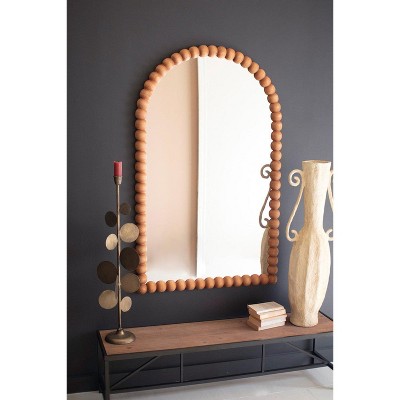 Large Arched Wooden Beaded Accent Mirror – 52" Tall by Kalalou