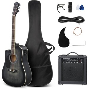 GLARRY 41in Full Size 6 Strings Acoustic Electric Guitar Beginner Kit w/ 15W Amp, Left Hand and Cutaway Design with Bag, Strap, Picks, Strings - 1 of 4