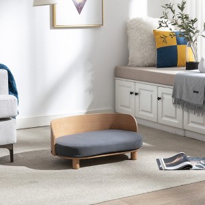 FURNIinspire Pet Beds Elevated Dog Bed Pet Sofa With Solid Wood legs and Bent Wood Back, Velvet Cushion, Walnut, Gray, 26.77"*15.75"*11.02" - 1 of 4