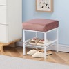 SEVOBAL Ottomans and Benches Makeup Stool with Padded Backrest and Metal Legs, Modern Upholstered Vanity Stool for Bedroom, Pink, 34.00"*34.00"*17.00" - 3 of 4