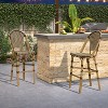 PURPLE LEAF French Rattan Bar Stools, Set of 2 - 30" Brown Wicker Stools with Footrest for Kitchen Island & Patio - 2 of 4