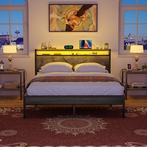 Aheaplus Platform Bed Frame with Charged Station and LED Lights - 1 of 4