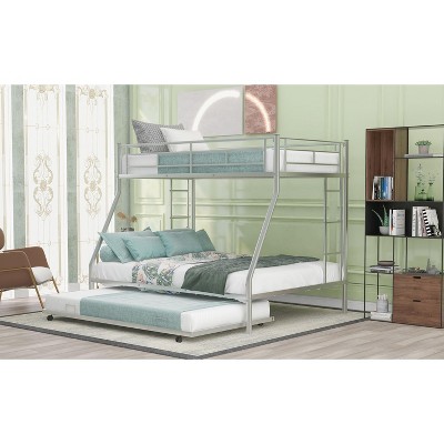 NicBex Twin over Full Bunk Bed with Guardrail,Loft Bed with Two-Side Ladder and Trundle,Modern Bunk Beds,Noise Reduced Bunk Beds for Bedroom
