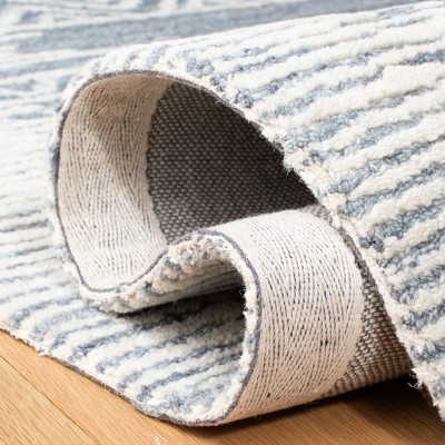 Metro 6' Square Blue Hand-Tufted Wool Area Rug