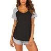 Ekouaer Women's Pajama Short Sleeve Sleepwear Soft Pj Set Cotton Top and Shorts Pajamas Set - 2 of 4