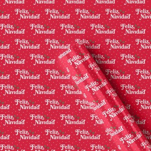 30" 50 sq ft Feliz Navidad Roll Wrap on Red  - Wondershop™ - 1 of 3