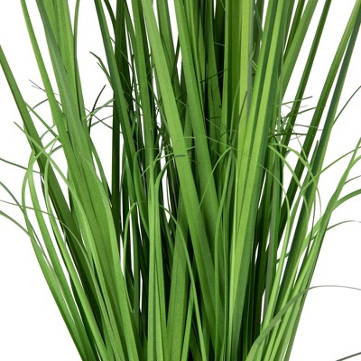 25" Green Artificial Onion Grass in Woven Basket
