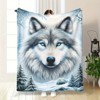 Lomsoe Wolf Pattern Blanket - Flannel Throw Suitable for Sofa, Bed, Travel, Camping, Living Room, Office - Comfortable All Seasons. - 2 of 4