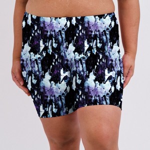 Calypsa Women's Plus Size Chlorine Resistant High Waisted Mid-Thigh Swim Shorts - 1 of 4