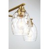 5-Light Linear Chandelier – Golden Brass Chain Mount, Clear Water Glass for Kitchen or Dining Room - 3 of 4