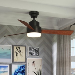Urban Ambiance Luxury Modern Indoor Ceiling Fan,  15.8"H x 52"W,  Olde Bronze, UHP9211 - 1 of 4