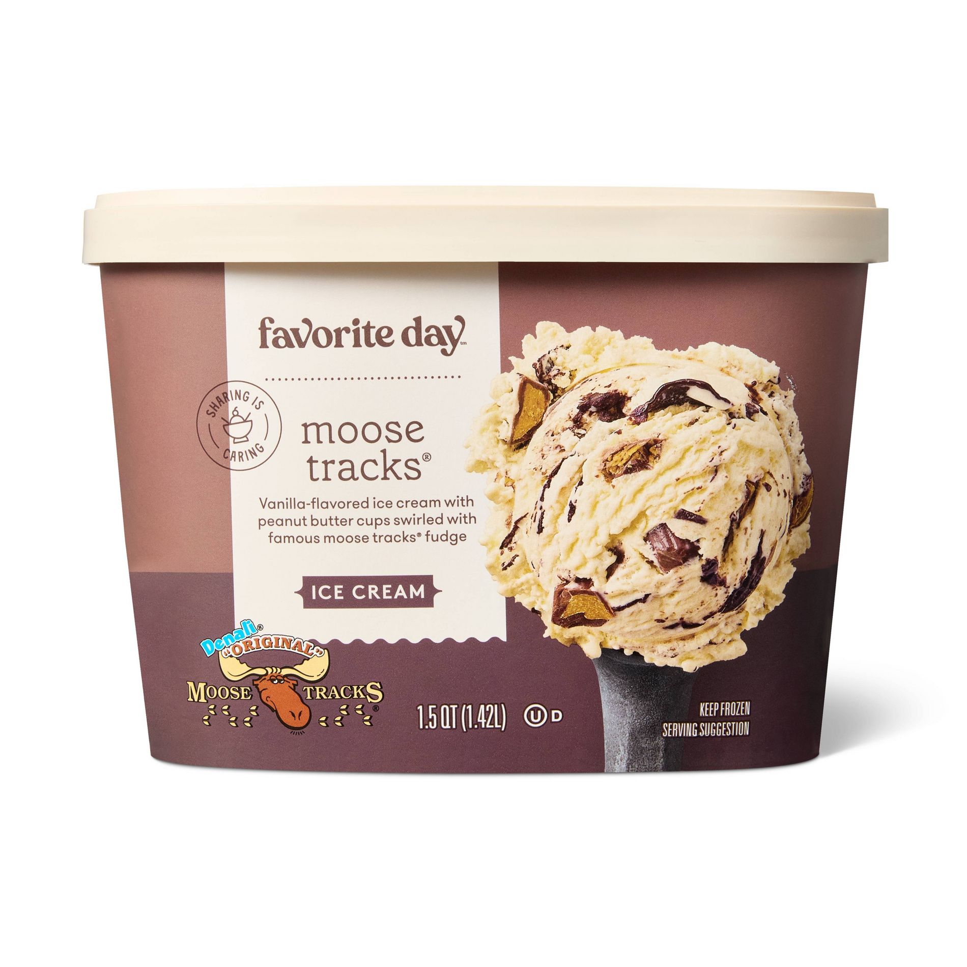Moose Tracks Peanut Butter Fudge & Vanilla Ice Cream - 48oz - Favorite Day™