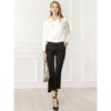 Allegra K Women's Satin Puff Sleeve Point Collar Vintage Button Up Shirt 2 Pcs - 3 of 4