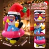 Itopfox 1 Piece 5FT Inflatable Hawaii Penguin Christmas Yard Decoration with Flamingo Ring Built in LED Lights for Outdoor Lawn Garden - 2 of 4