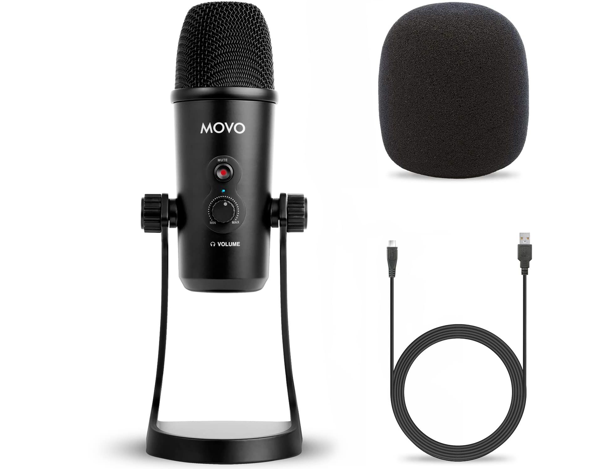 Movo UM700 Desktop Studio USB Microphone with Stereo, Cardioid, Omnidirectional, and Bi-Directional Polar Patterns