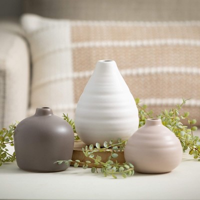 Neutral Ceramic Bud Table Vase Set of 3