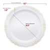 Smarty Had A Party 10" White with Gold Vintage Rim Round Disposable Plastic Dinner Plates (120 Plates) - image 2 of 4