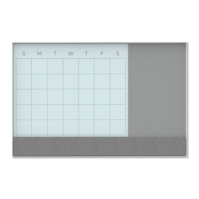 U Brands 48"x36" 3-in-1 Magnetic, Glass, Dry Erase Calendar White Aluminum Frame