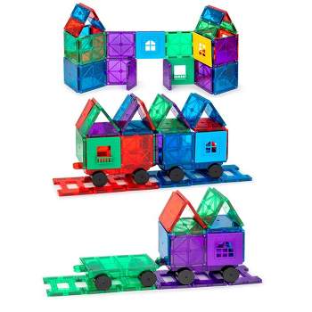 Playkidiz Magnetic Tiles for Kids, 100 Pc Magnet Blocks with ABC & Window  Click-ins, STEM Development Building Toys for Boys Girls & Toddlers